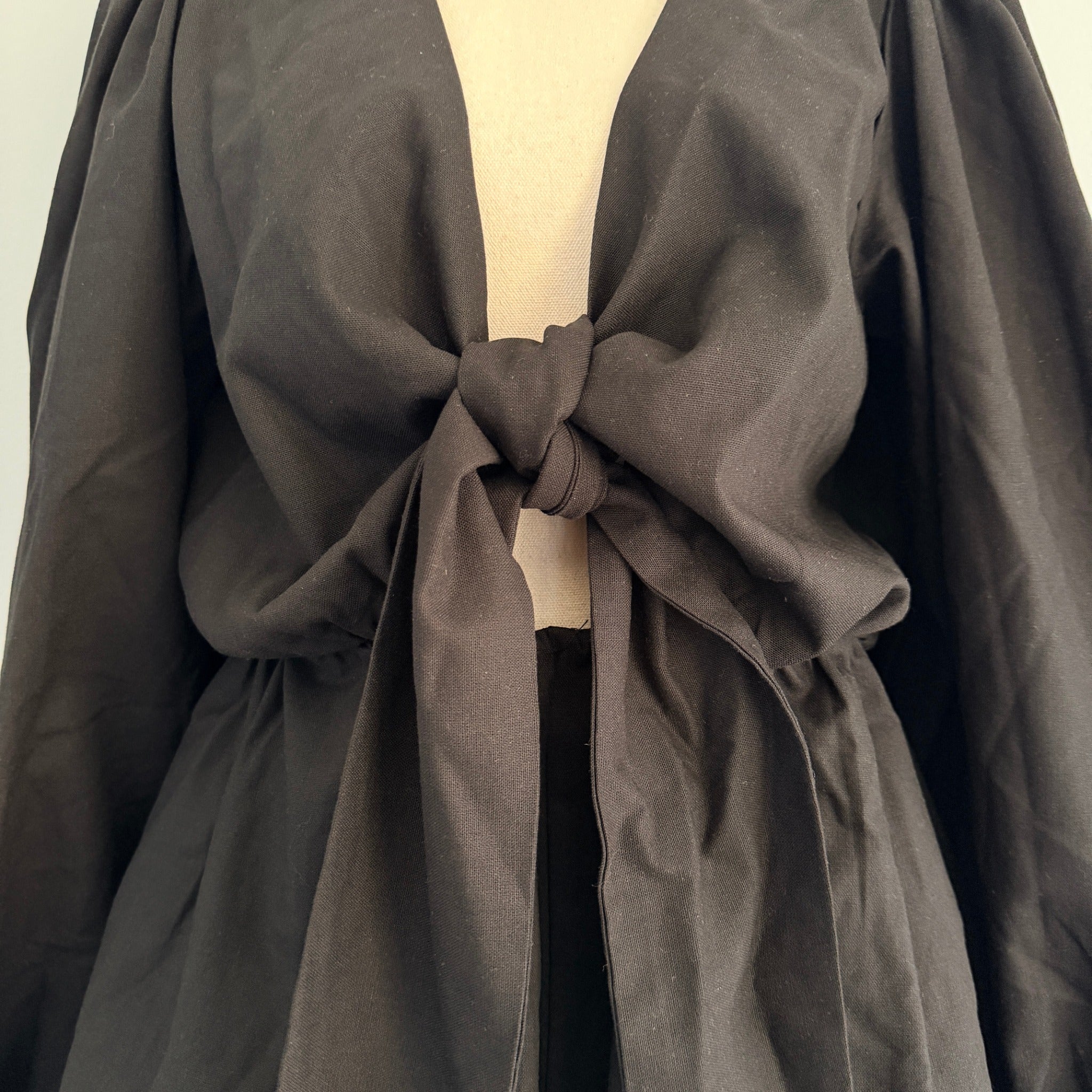 Tussah Katana Playsuit Black Linen Blend Tie Front Size 8 BNWT Party - Image 12