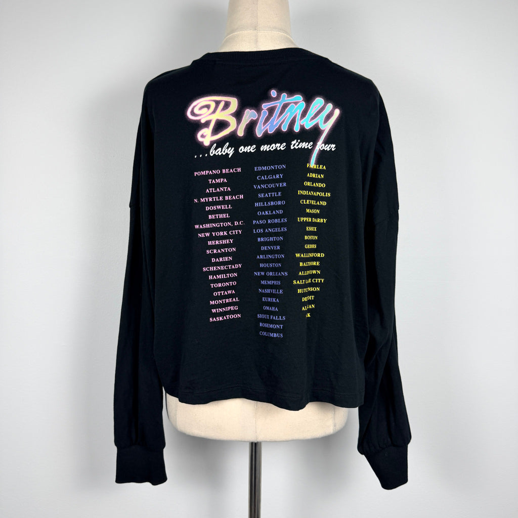 Britney Spears Black Cotton Long Sleeve Crop Top Size 12 Graphic Tour Tee Casual - Image 2