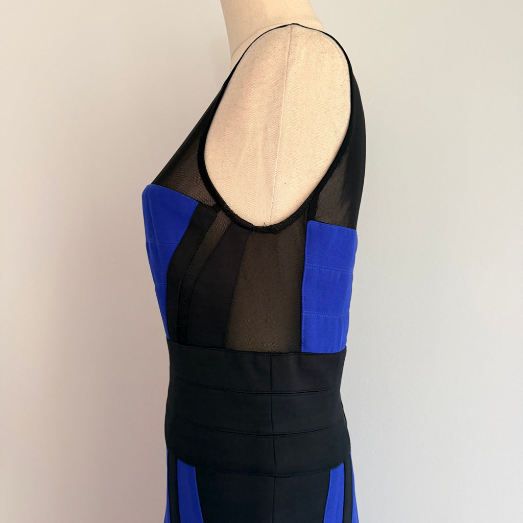Bariano Australia Blue Black Polyester Mesh Colorblock Maxi Gown Sz 8 Formal - Image 13