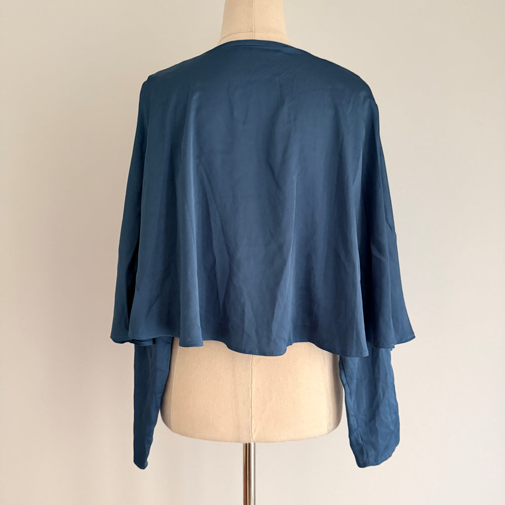 Sheike Blue V-Neck Cape Sleeve Cropped Top Size 6 - Image 8