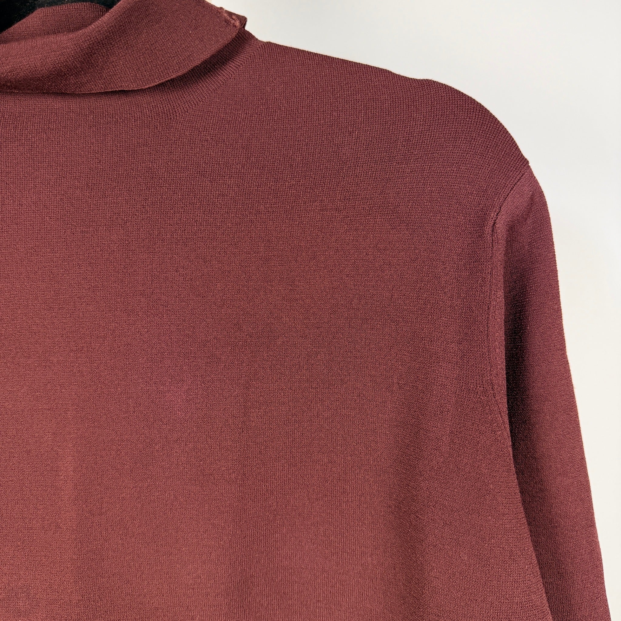 Scanlan Theodore Burgundy Longline Turleneck Knit Top Size m Funnel Neck - Image 3