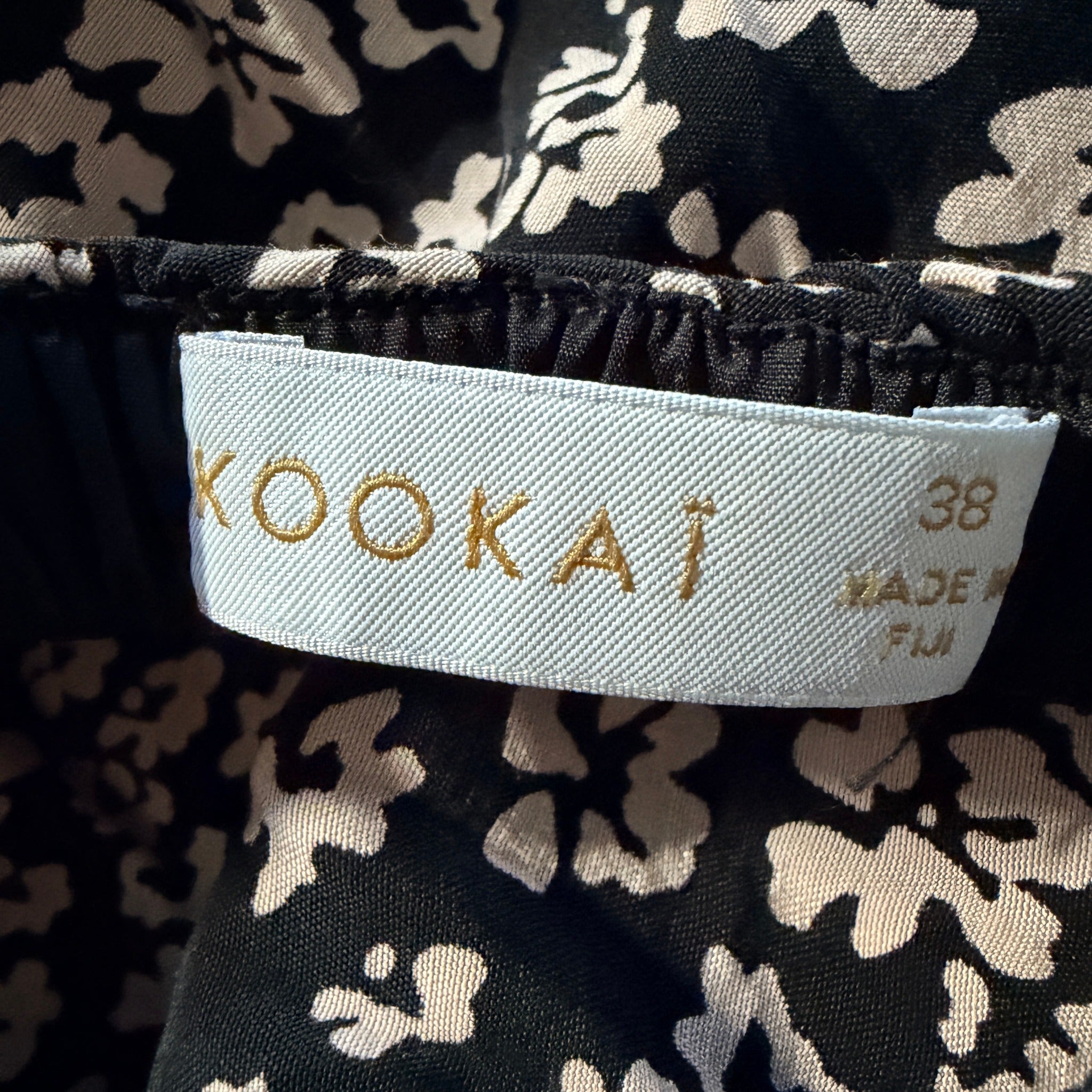 Kookai Black White Ditsy Floral Midi Skirt Size 38 Bias Cut Casual Day - Image 5