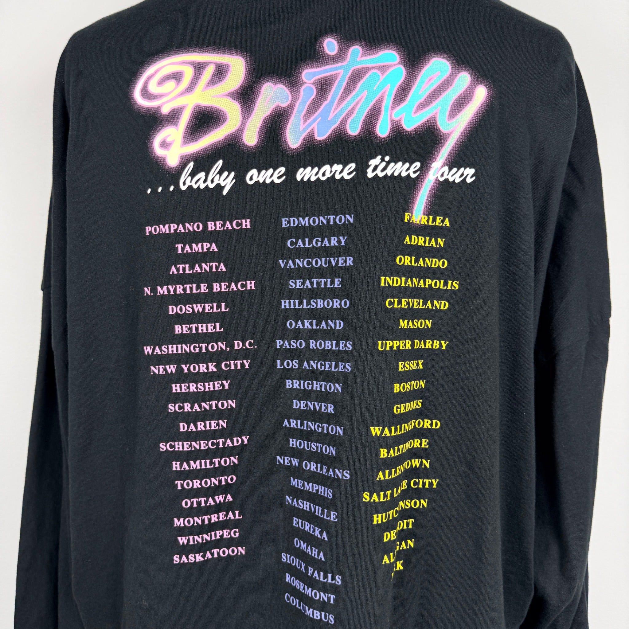 Britney Spears Black Cotton Long Sleeve Crop Top Size 12 Graphic Tour Tee Casual - Image 4