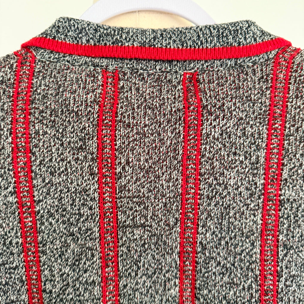 Playback Grey Red Acrylic Striped Knit Polo Sweater Sz M Vintage 90s Casual - Image 4
