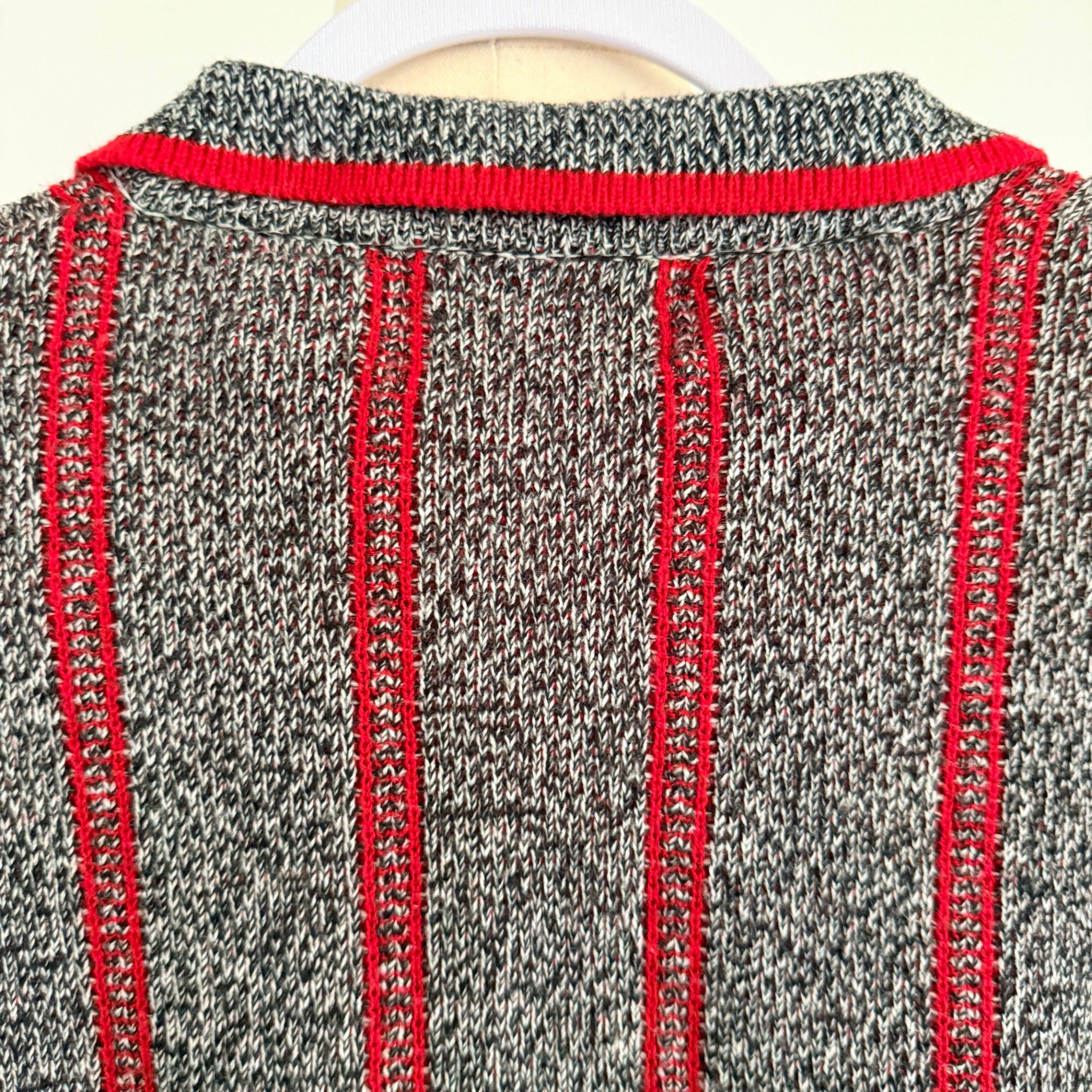Playback Grey Red Acrylic Striped Knit Polo Sweater Sz M Vintage 90s Casual - Image 4