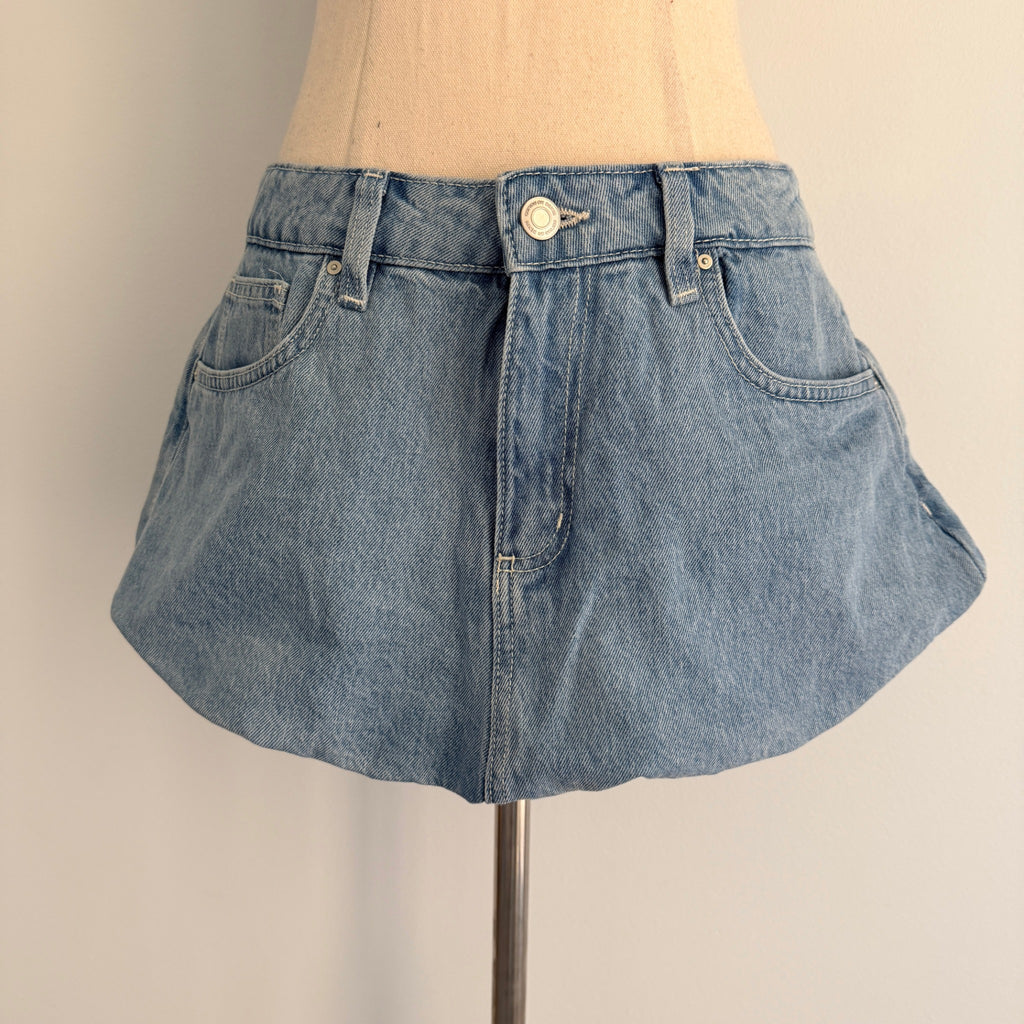 Cotton On Bubble Denim Skirt Sports Blue Cotton Size 26 Y2K Mini BNWT - Image 1