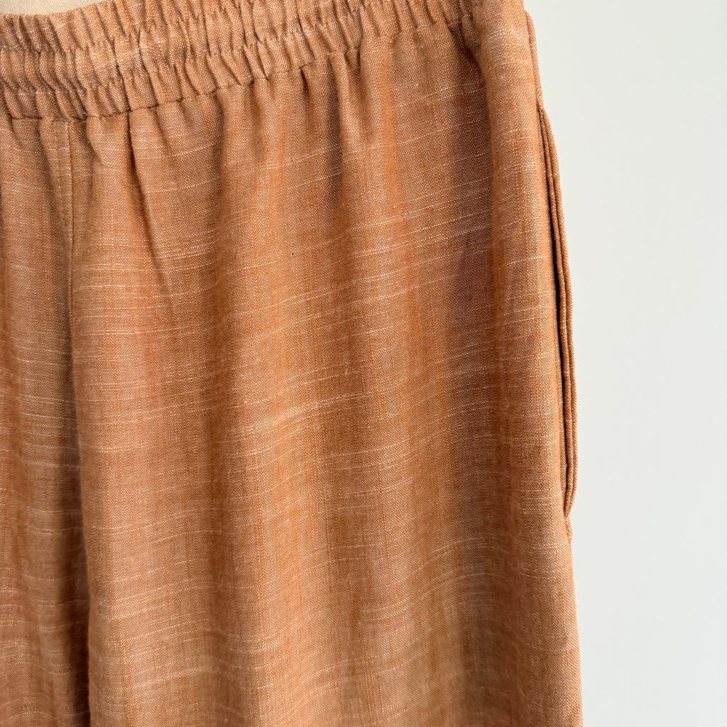 Vine Apparel Brown Cotton Linen Blend Drawstring Joggers Size 14 Casual - Image 14