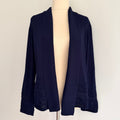 Liz Jordan Navy Viscose Nylon Knit Cardigan Size M Open Front Smart Casual - Image 1