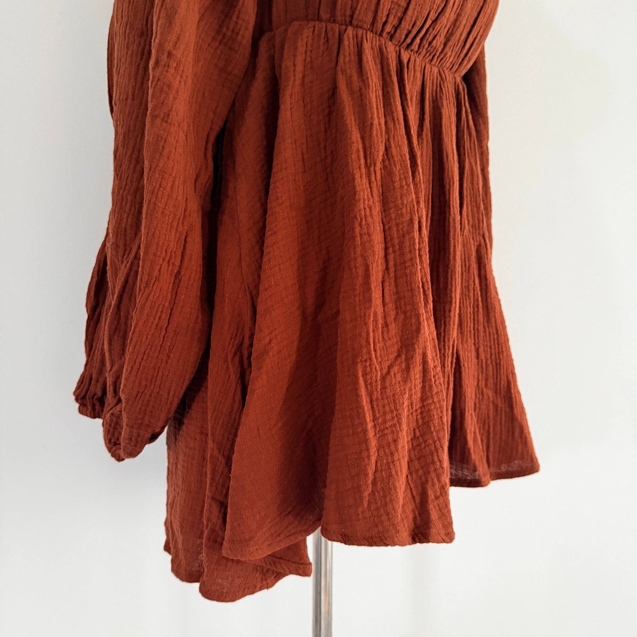 Princess Polly Rust Brown Cotton Gauze Long Sleeve Romper Size 6 Boho BNWT - Image 16