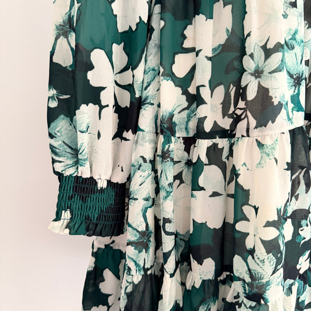 Dotti Floral Tiered Mini Dress - Green & White Size 10 - Image 14