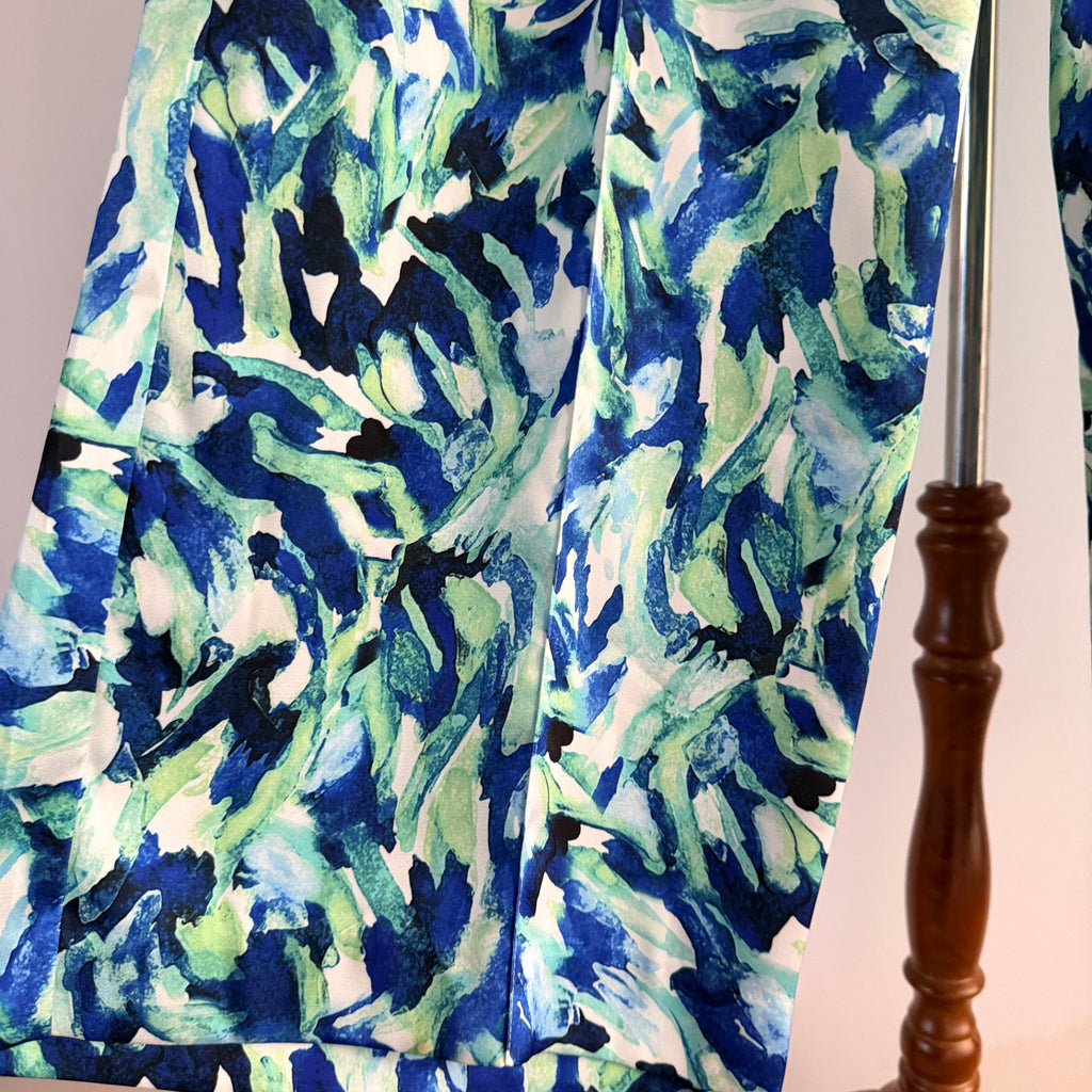 Basque Sz 14 Blue Green Abstract Print Recycled Wide Leg Pants Resort - Image 15