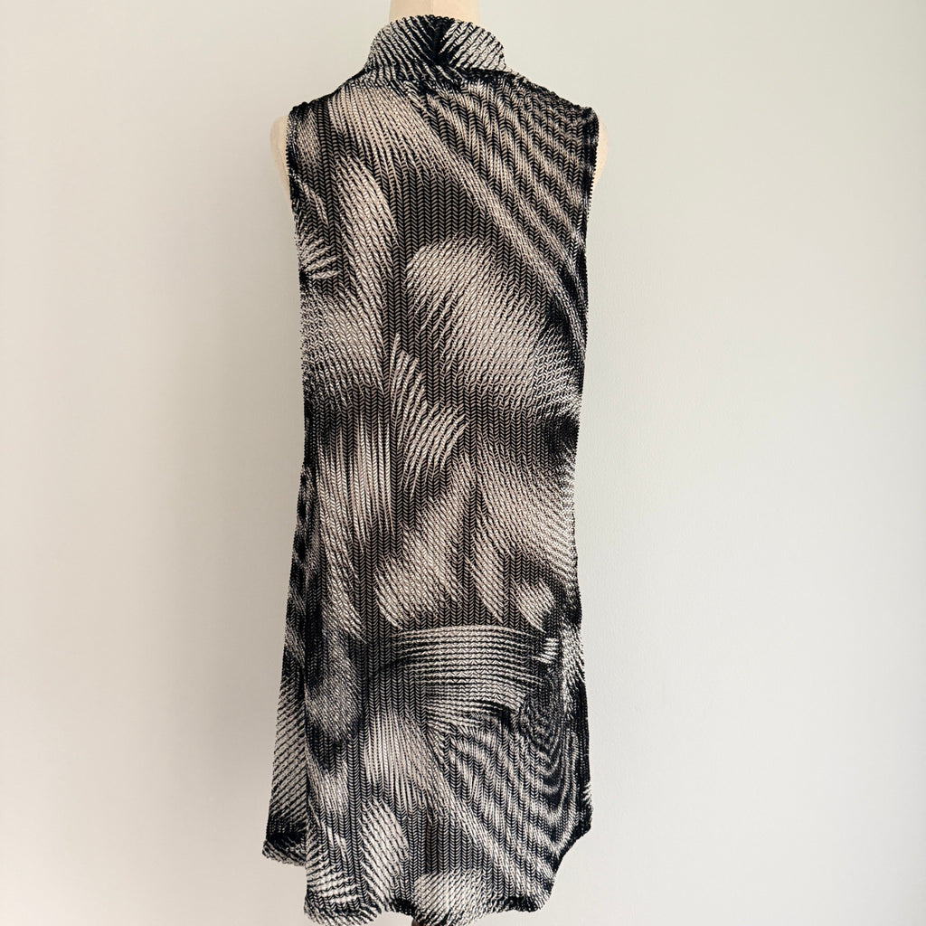 LILIA Black White Polyester Cowl Neck Sleeveless Tunic Top Size M Casual - Image 2