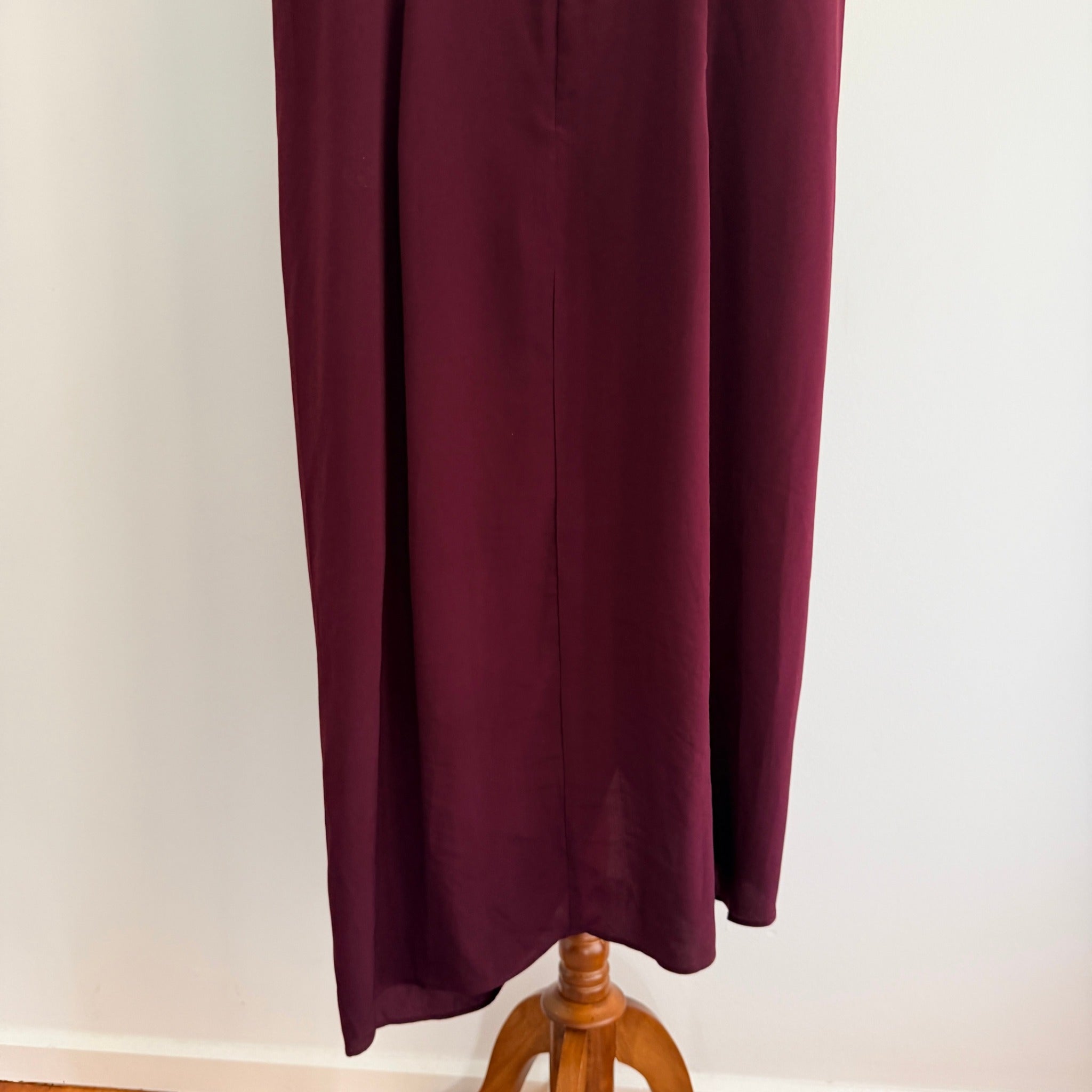 Portmans Signature Midi Dress Burgundy Draped Bodice Wrap Style Size 16 Party - Image 12