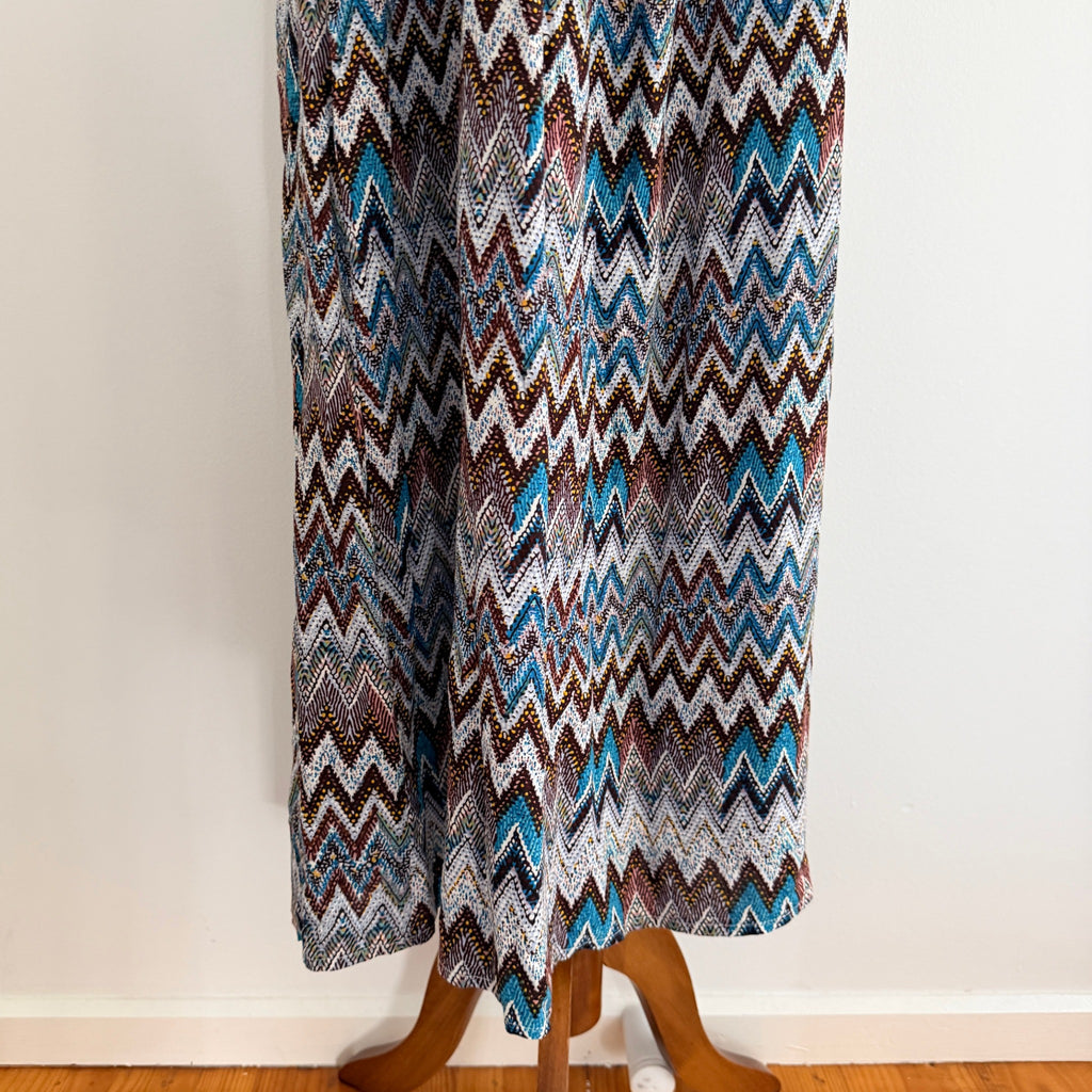 Caroline Morgan Multi Blue Chevron Print Maxi Dress With Gold Hardware - Image 16
