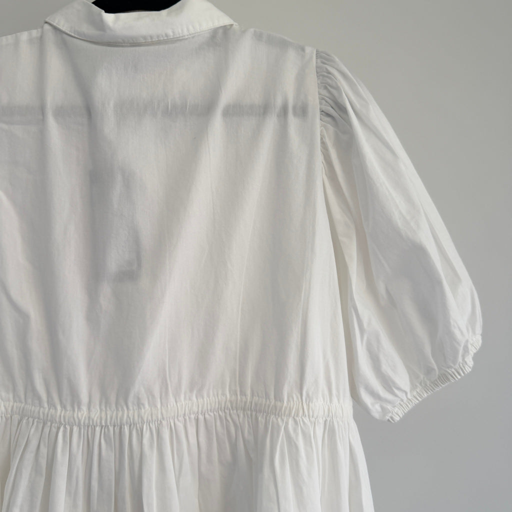 Vero Moda White Cotton Midi Dress Puff Sleeve Tie Waist Size M Casual BNWT - Image 13