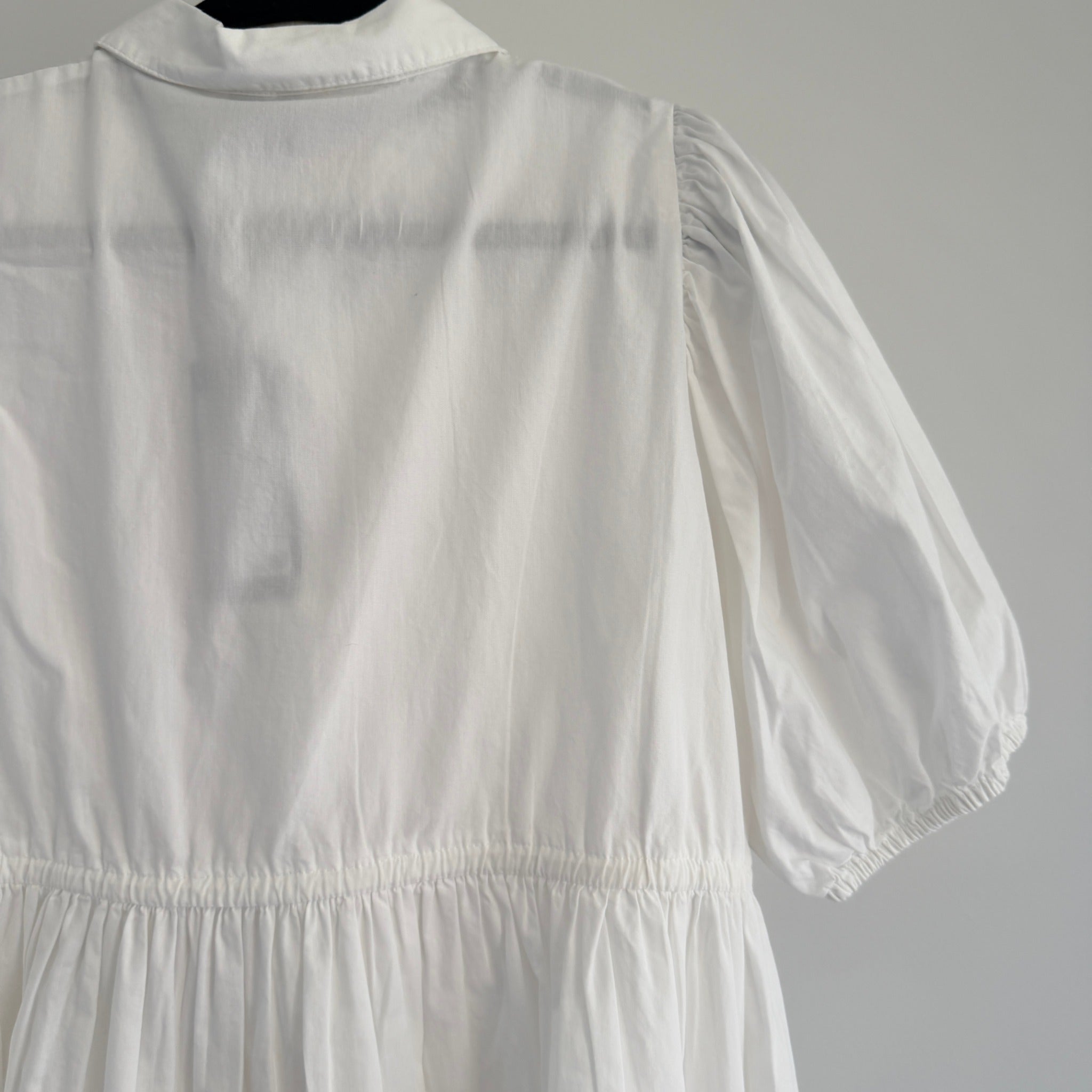 Vero Moda White Cotton Midi Dress Puff Sleeve Tie Waist Size M Casual BNWT - Image 13