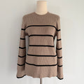 Feather + Noise Beige Stripe Ribbed Knit Jumper Sweater S/M Viscose Casual - Image 1