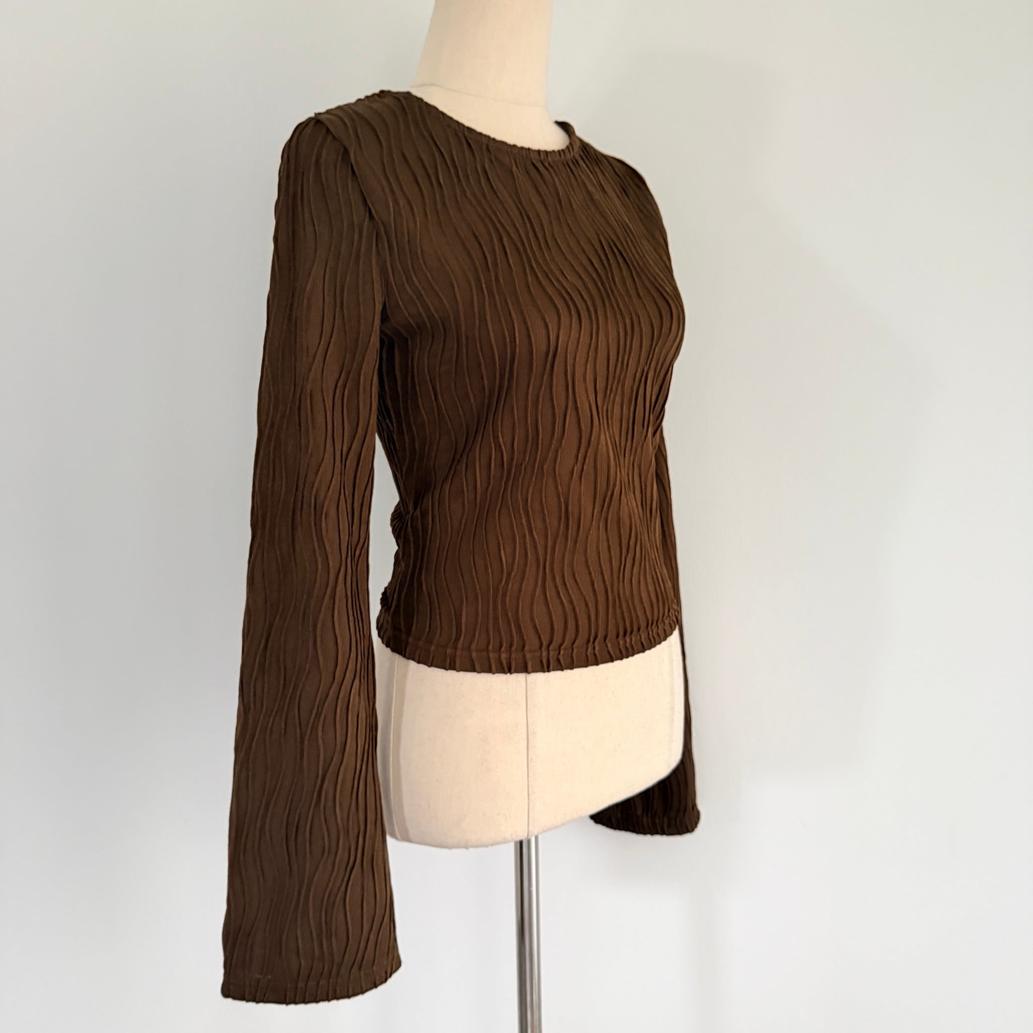 Dazie Womens Brown Polyester Elastane Long Sleeve Textured Top Size 6 Casual - Image 15