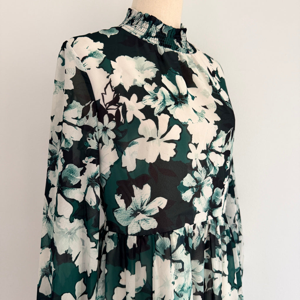 Dotti Floral Tiered Mini Dress - Green & White Size 10 - Image 15