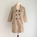 Cue Short Trench Coat  Size 10 Beige Cotton Linen Double Breasted Made Australia - Image 1
