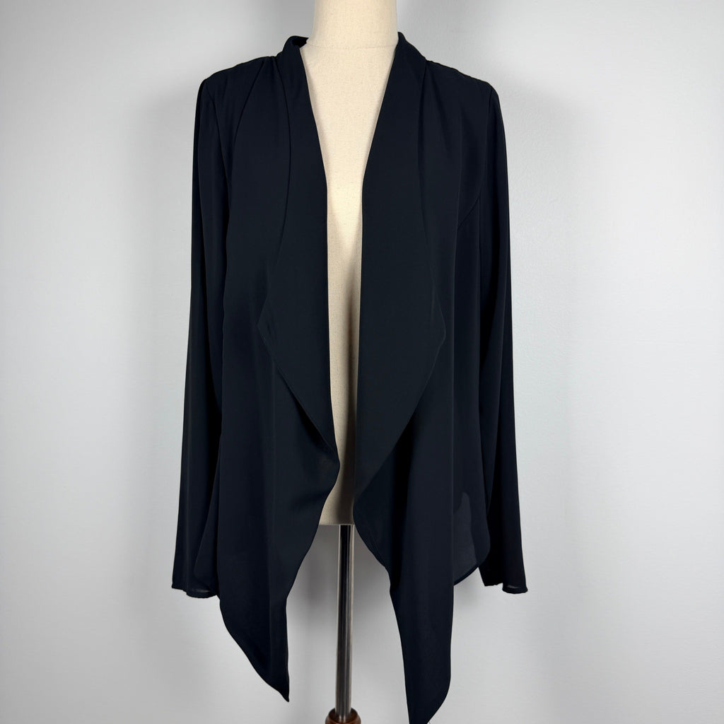 City Chic Black Polyester Chiffon Cardigan Size XS Waterfall Open Front Evening - Image 9