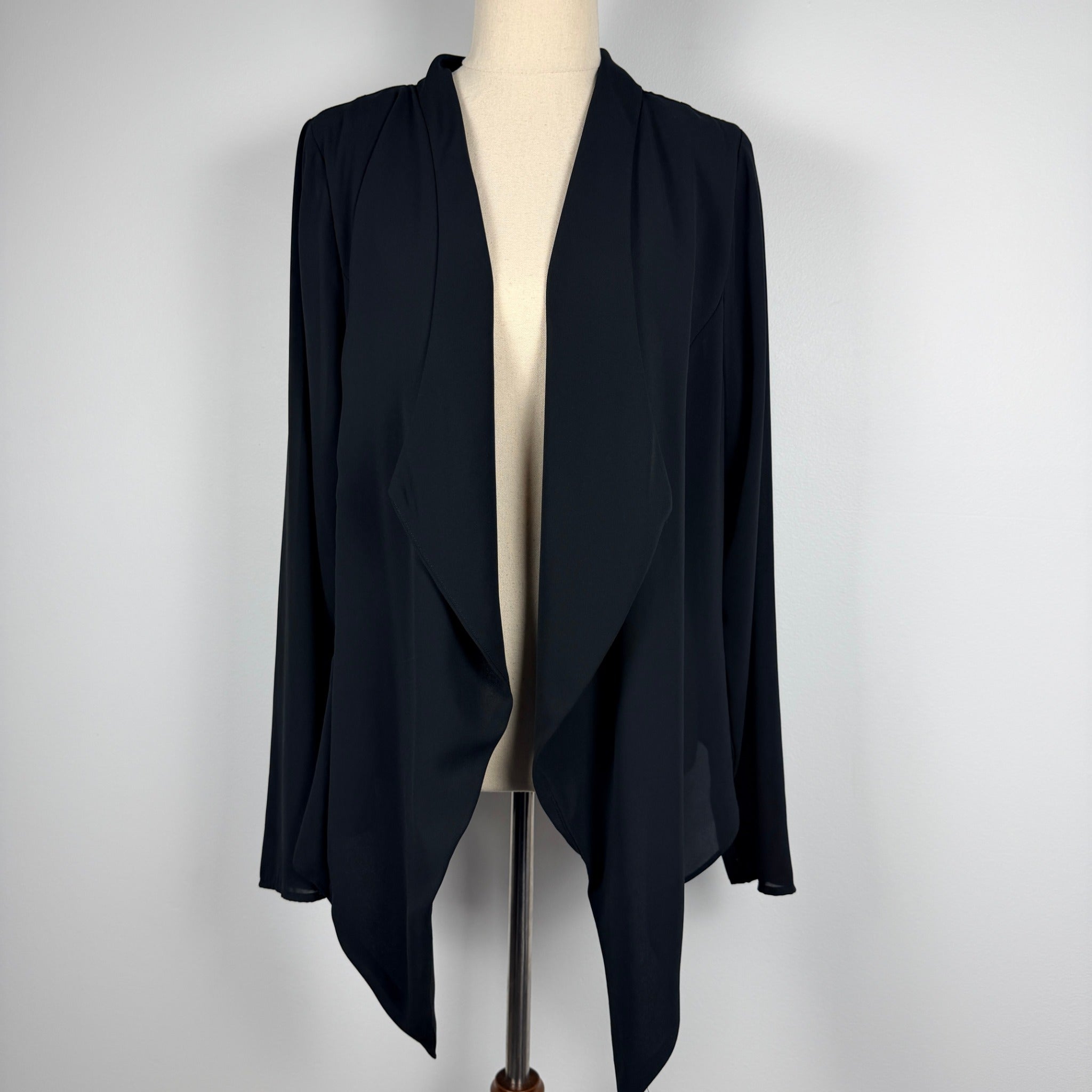 City Chic Black Polyester Chiffon Cardigan Size XS Waterfall Open Front Evening - Image 9