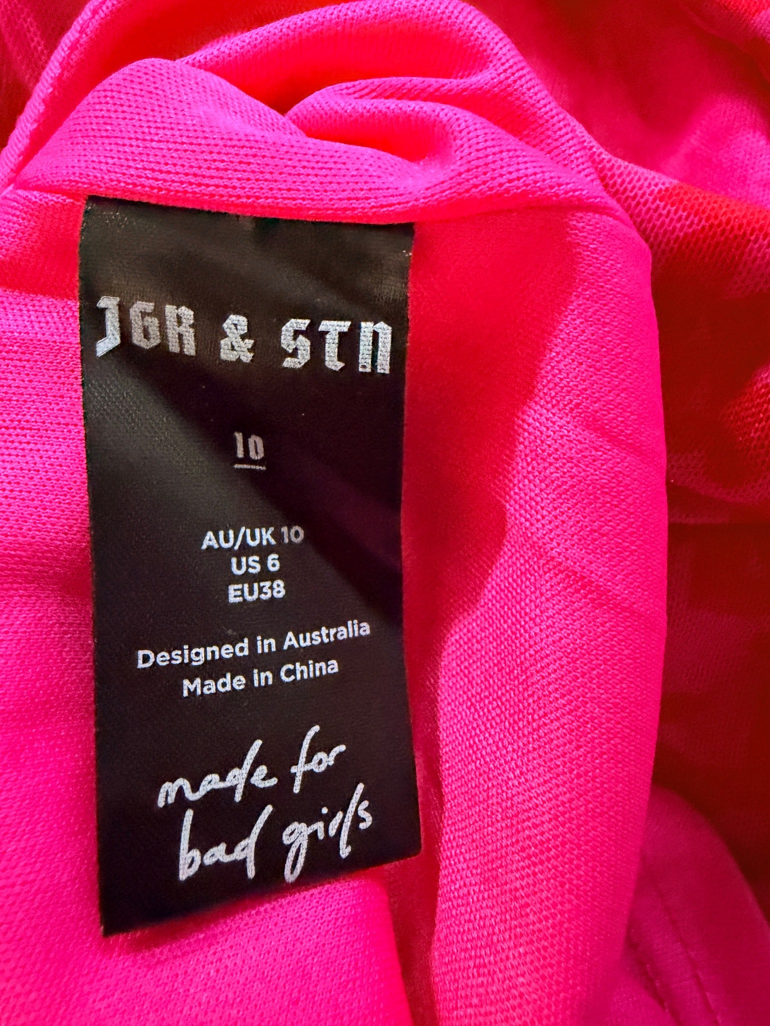 JGR & STN Pink Red Polyester Monogram Mesh Maxi Skirt Size 10 Party Night Out - Image 6