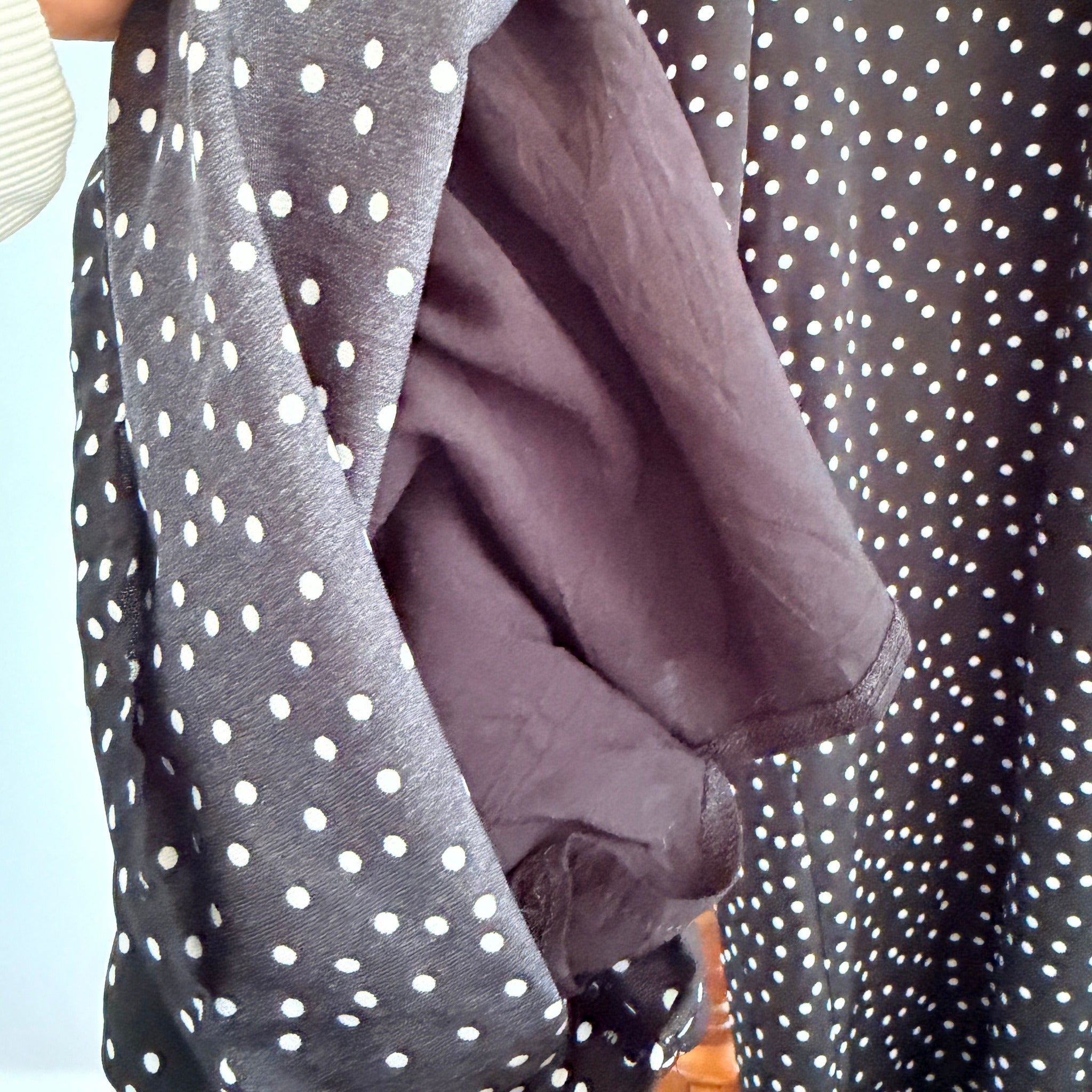 Dissh Black Polka Dot Polyester Jumpsuit Sz 14 Puff Sleeve V-Neck Party - Image 7