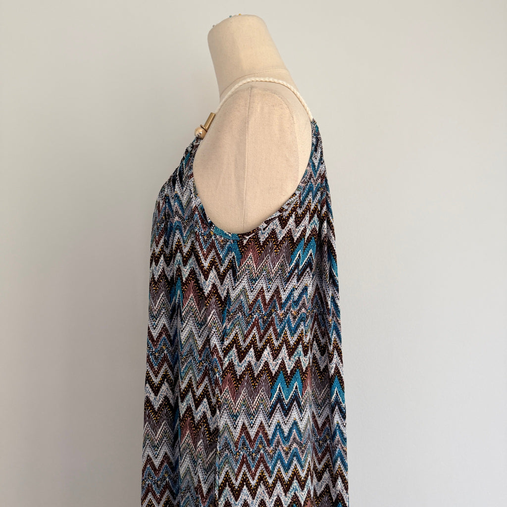 Caroline Morgan Multi Blue Chevron Print Maxi Dress With Gold Hardware - Image 10