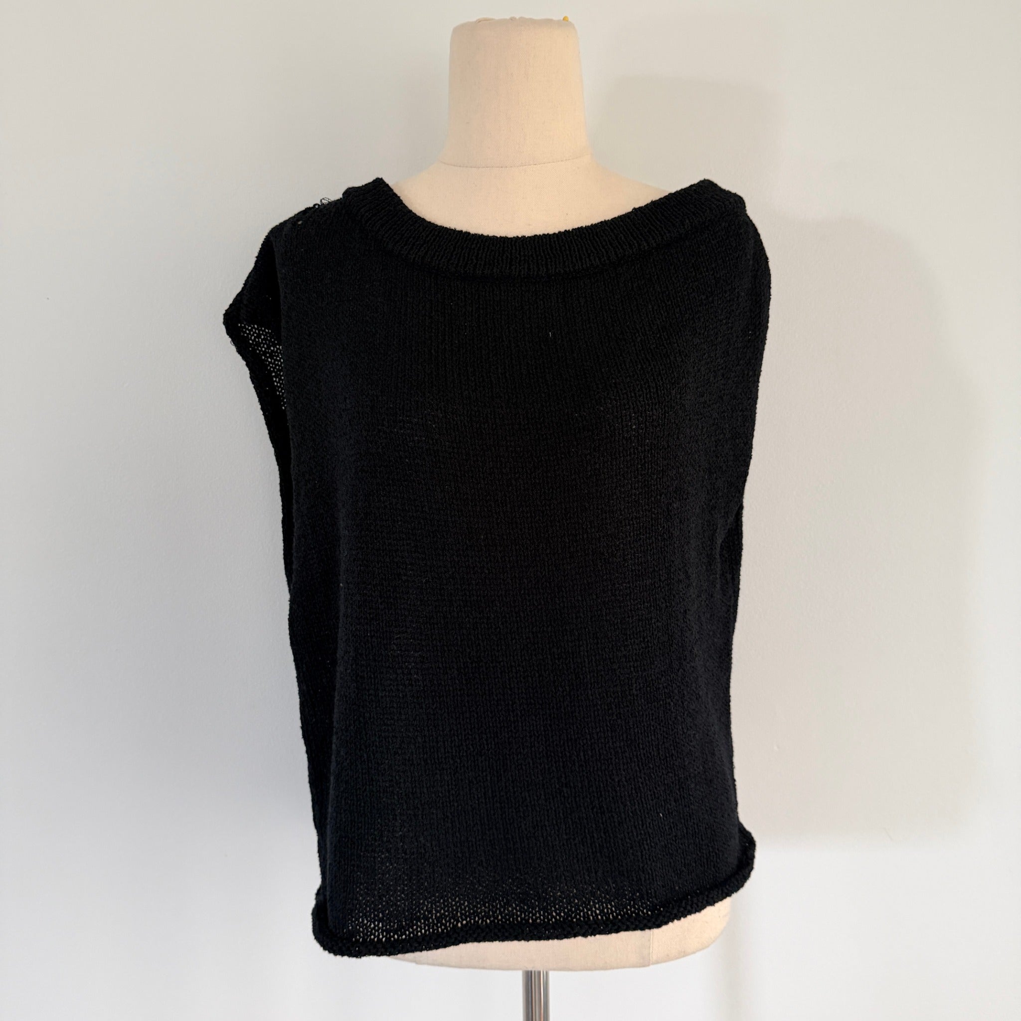 Sass Black Polyester Ribbed Knit Tank Top Sz 8 Boat Neck Casual BNWT - Image 15