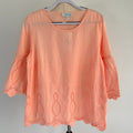 Established Peach Cotton Eyelet Lace Tunic Top Size 14 BNWT Boho Casual - Image 1