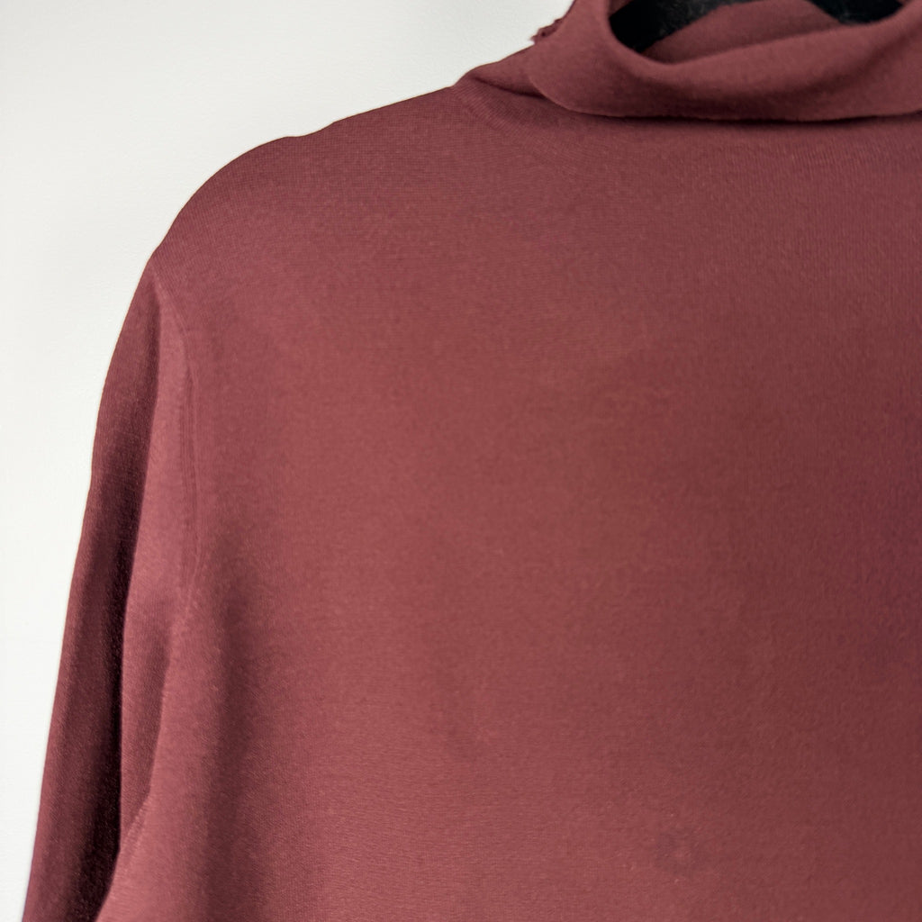 Scanlan Theodore Burgundy Longline Turleneck Knit Top Size m Funnel Neck - Image 14
