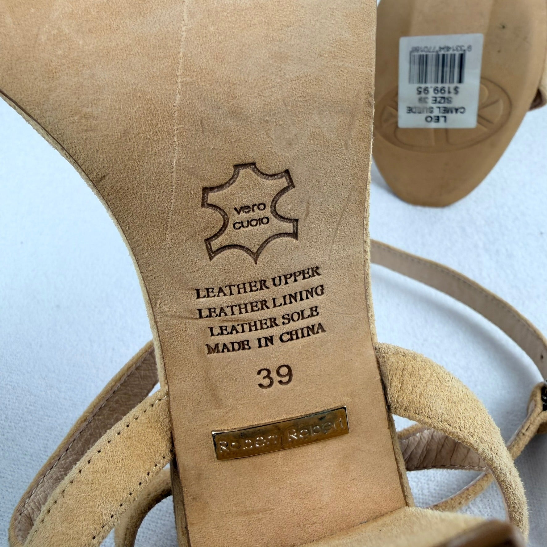Robert Robert Tan Suede Ankle Wrap Block Heel Sandals Size 39 - Image 15