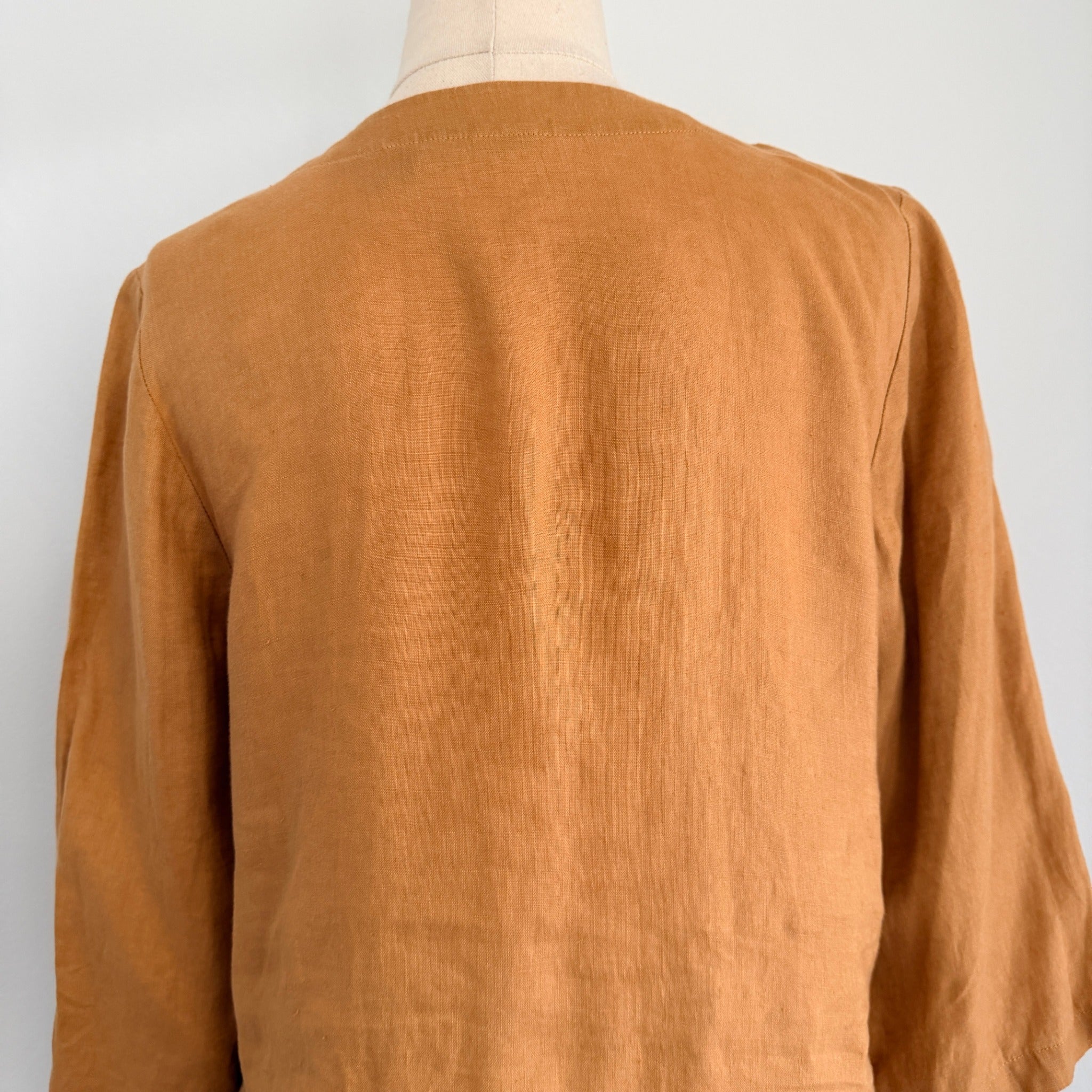 Sussan Linen Tunic Top Ochre V-Neck Button-Down Size 6 Relaxed Summer Casual - Image 4