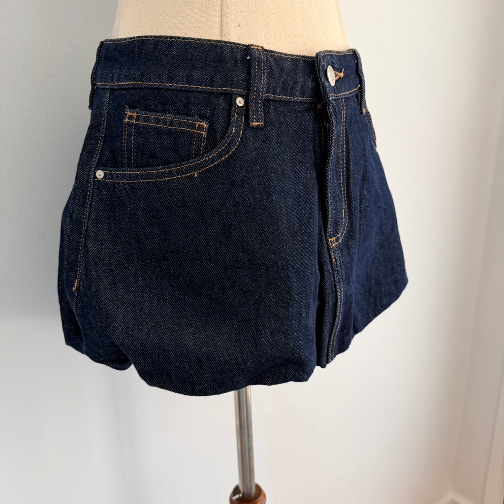 Cotton On Bubble Denim Skirt Dark Shutter Blue Cotton Size 26 Mini BNWT - Image 13