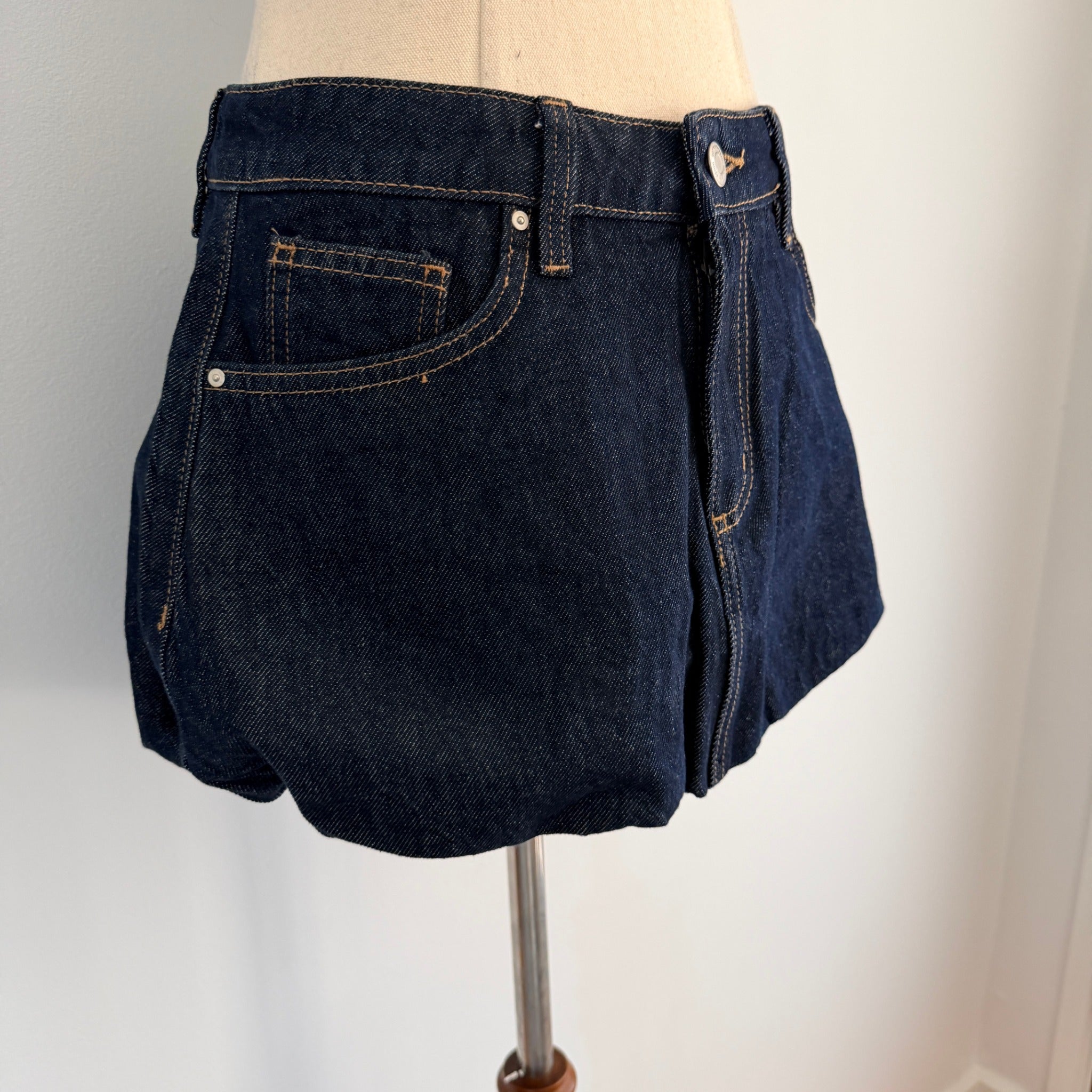 Cotton On Bubble Denim Skirt Dark Shutter Blue Cotton Size 26 Mini BNWT - Image 13