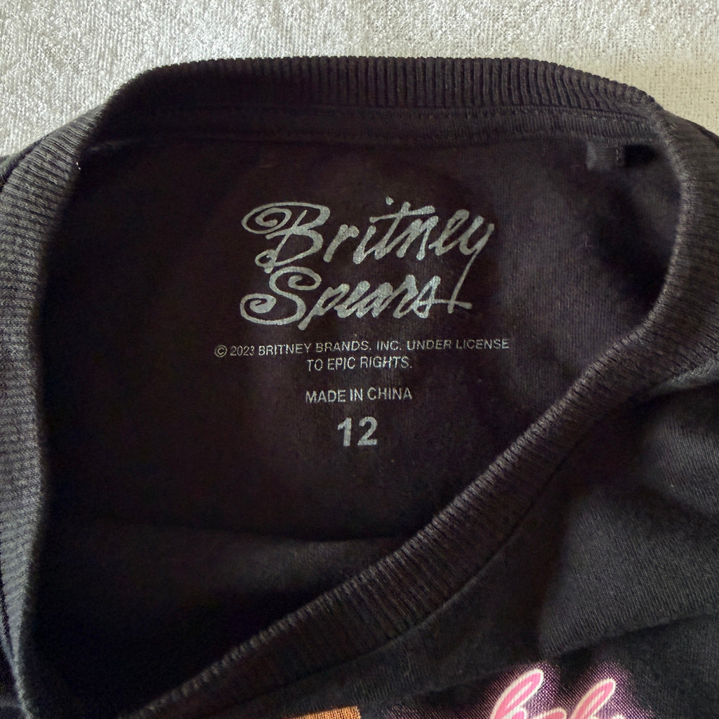 Britney Spears Black Cotton Long Sleeve Crop Top Size 12 Graphic Tour Tee Casual - Image 5