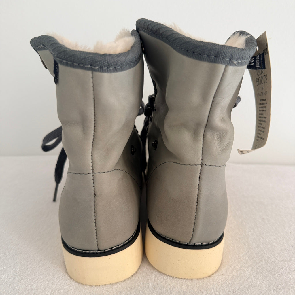 UGG Boots of Australia Lace-Up Ankle Boots - Genuine Sheepskin Shearling Lined Grey - Image 17