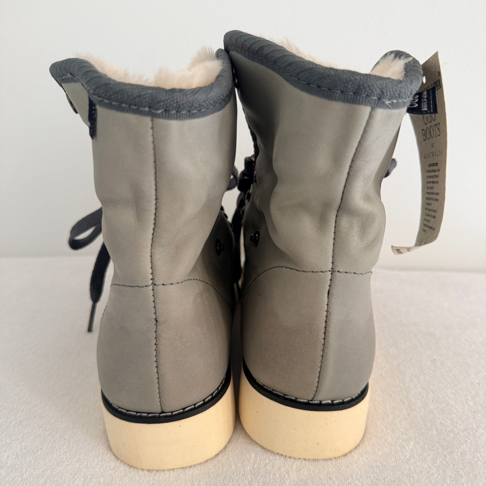 UGG Boots of Australia Lace-Up Ankle Boots - Genuine Sheepskin Shearling Lined Grey - Image 17