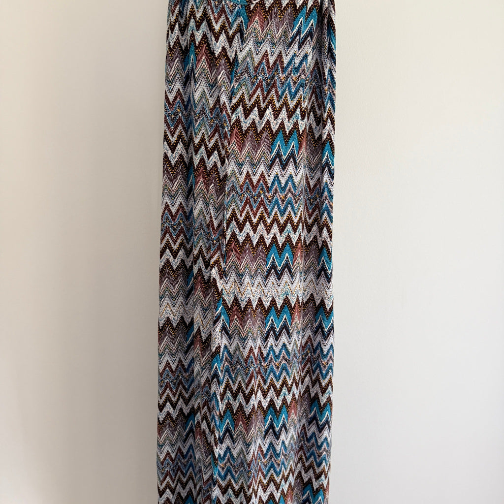 Caroline Morgan Multi Blue Chevron Print Maxi Dress With Gold Hardware - Image 17