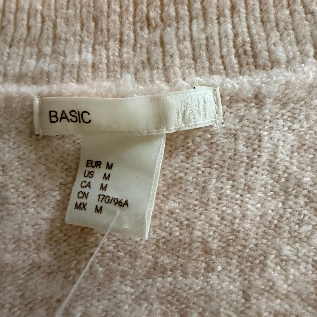 H&M Basic Womens Sz M Peach Acrylic Blend Oversized V-Neck Knit Sweater Casual - Image 5