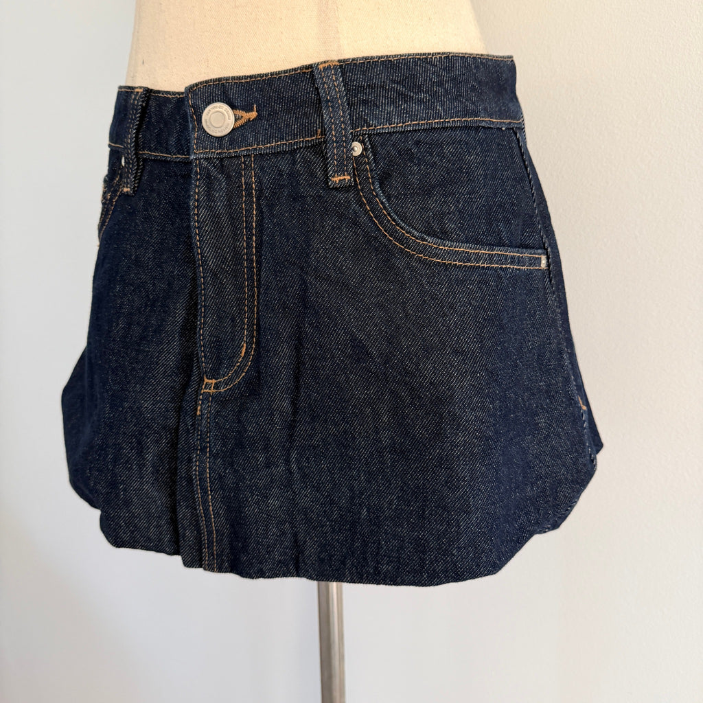 Cotton On Bubble Denim Skirt Dark Shutter Blue Cotton Size 26 Mini BNWT - Image 14