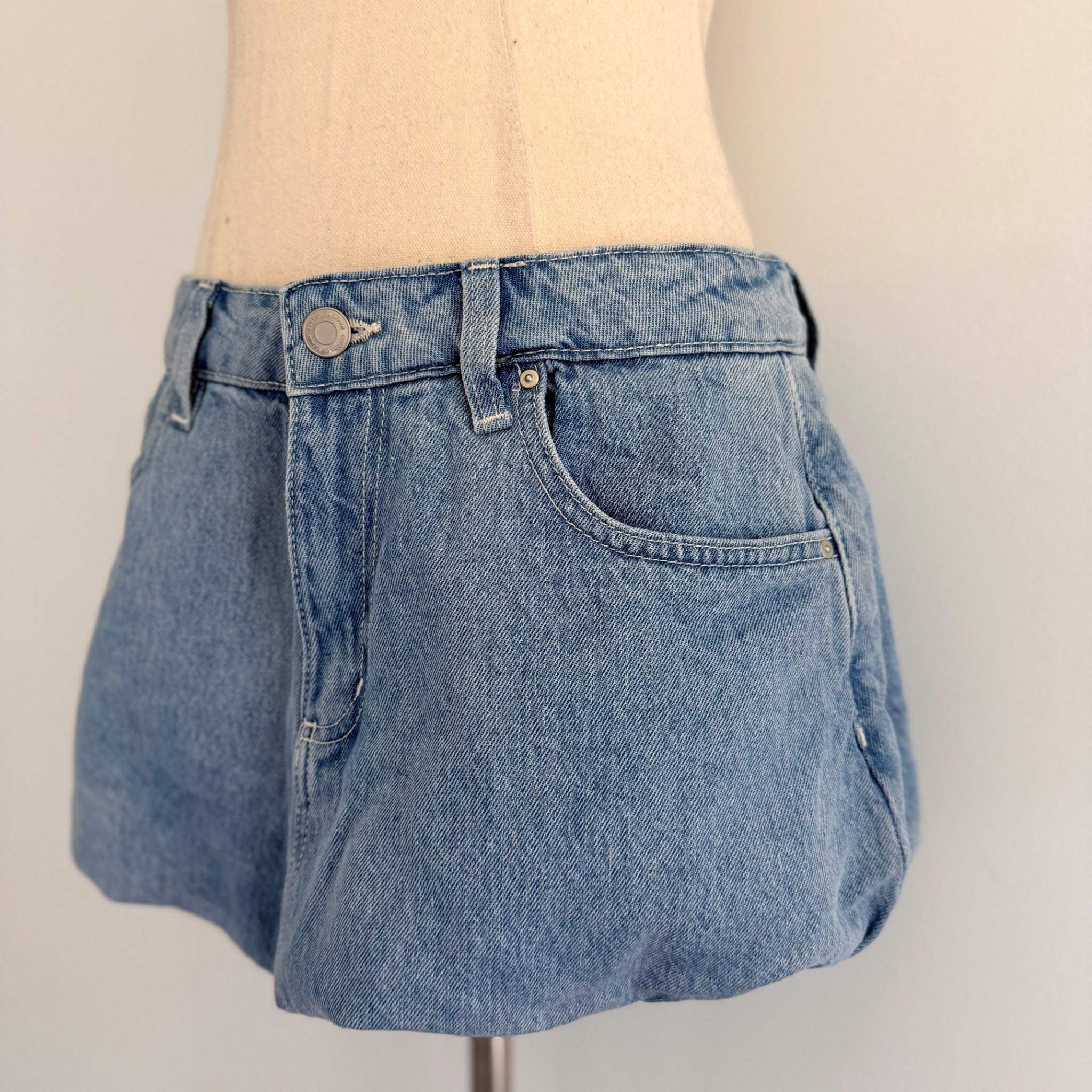 Cotton On Bubble Denim Skirt Sports Blue Cotton Size 26 Y2K Mini BNWT - Image 11