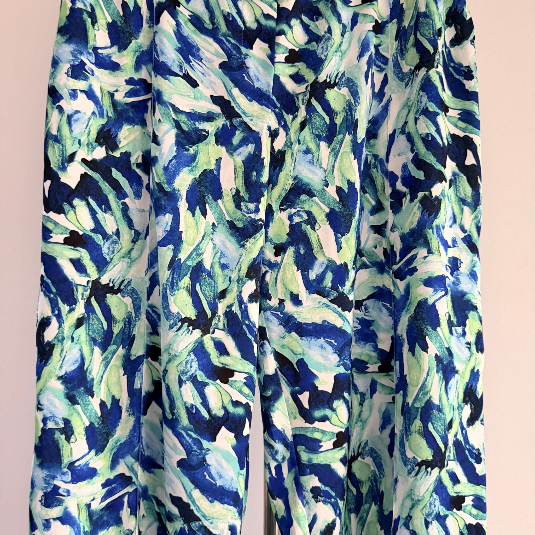 Basque Sz 14 Blue Green Abstract Print Recycled Wide Leg Pants Resort - Image 16