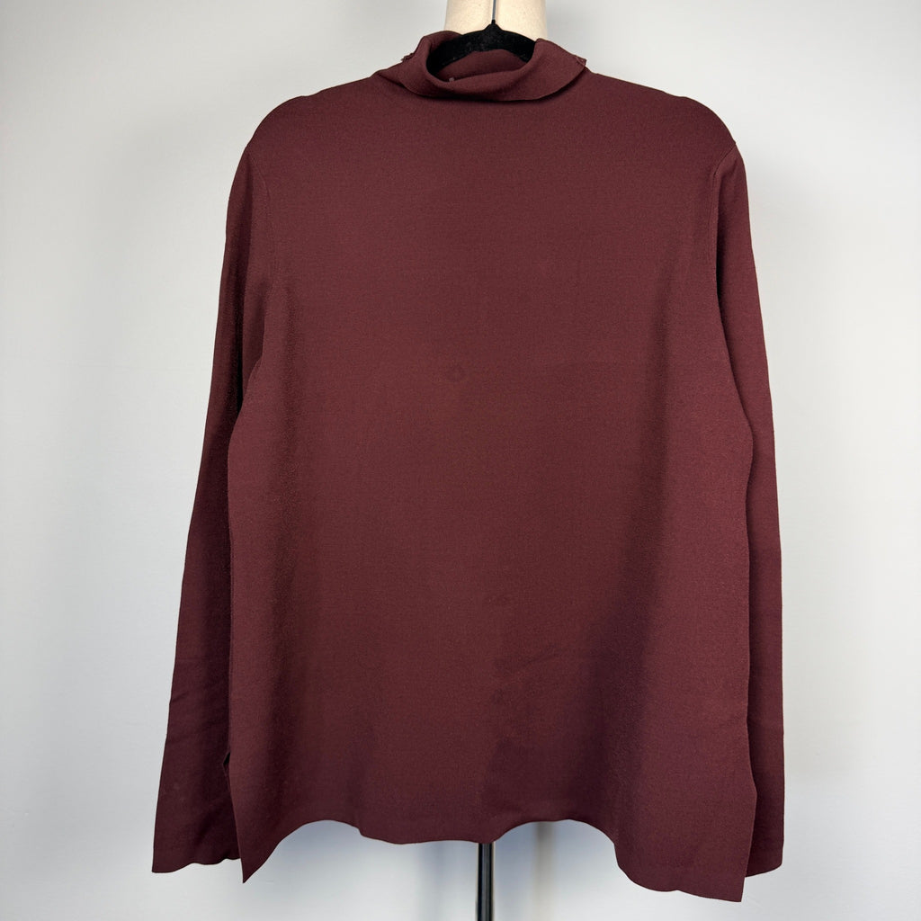Scanlan Theodore Burgundy Longline Turleneck Knit Top Size m Funnel Neck - Image 15