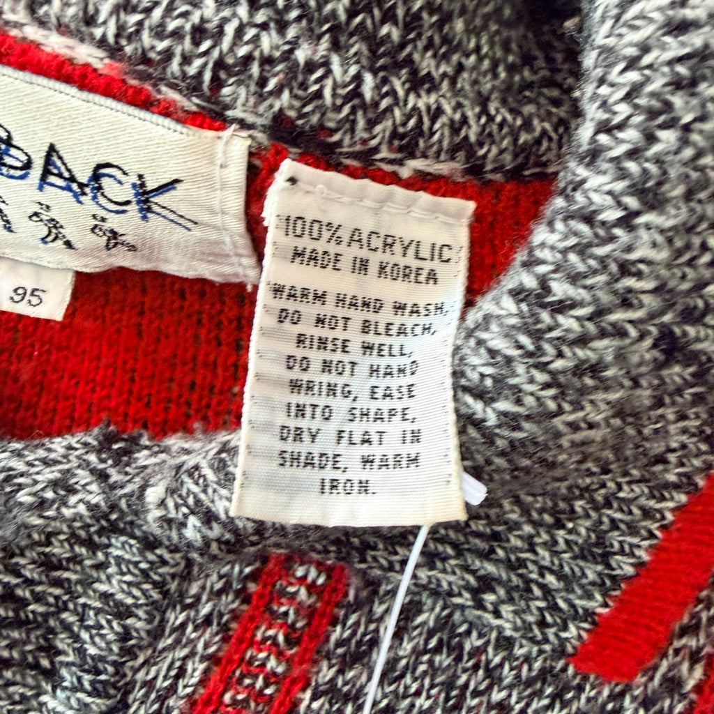 Playback Grey Red Acrylic Striped Knit Polo Sweater Sz M Vintage 90s Casual - Image 15