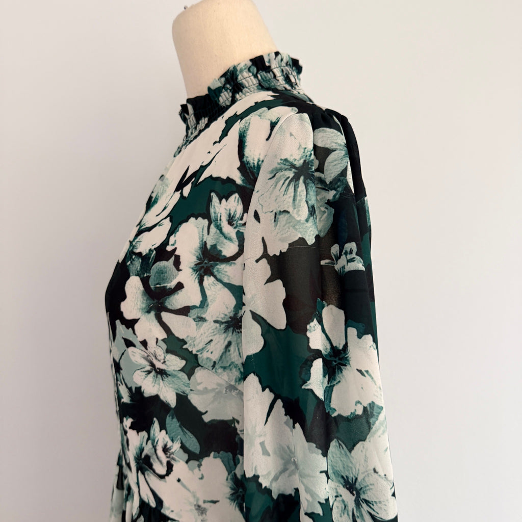 Dotti Floral Tiered Mini Dress - Green & White Size 10 - Image 16