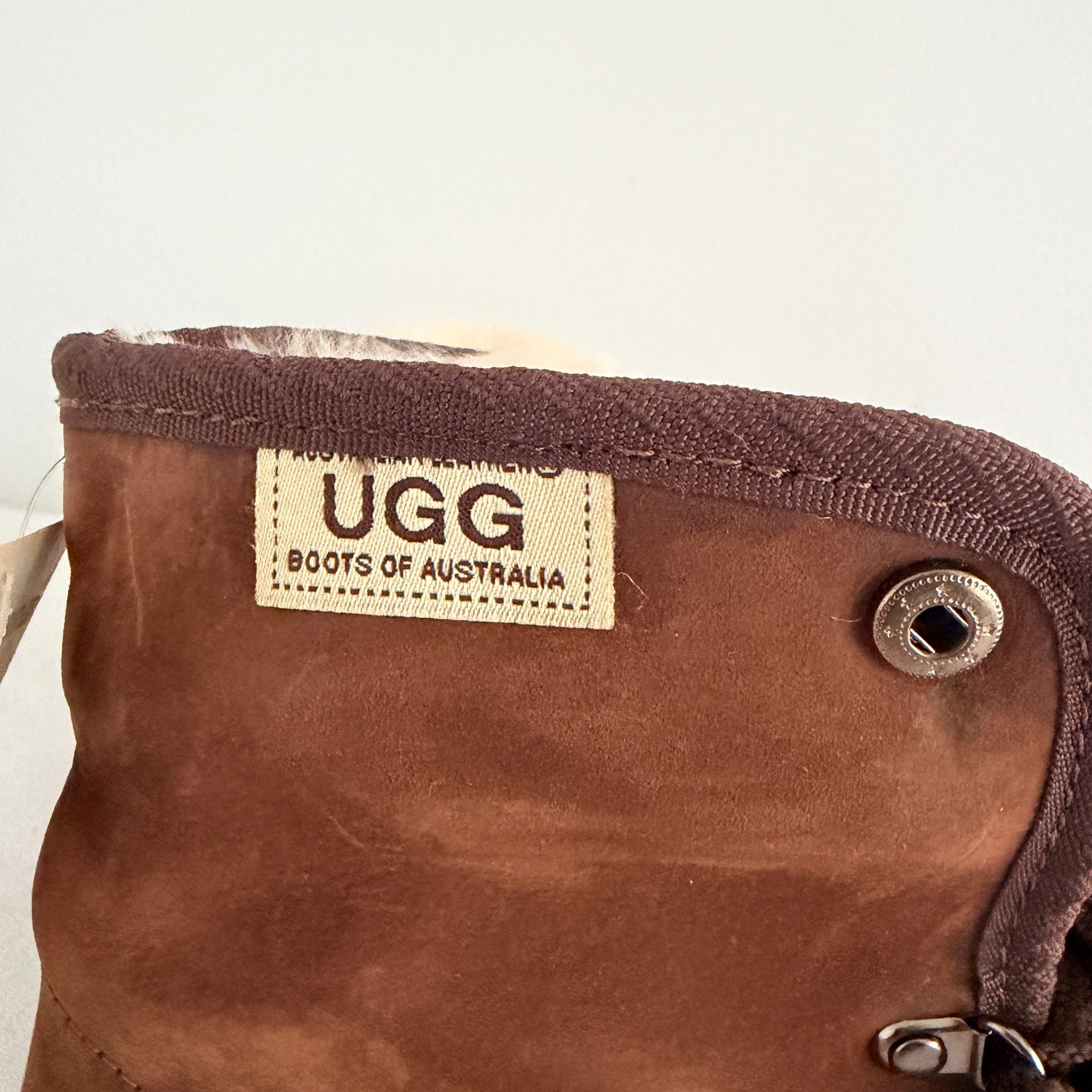 Ugg Boots Of Australia Lace-Up Boots Genuine Sheepskin Lined Brown Suede Sz 5 - Image 15