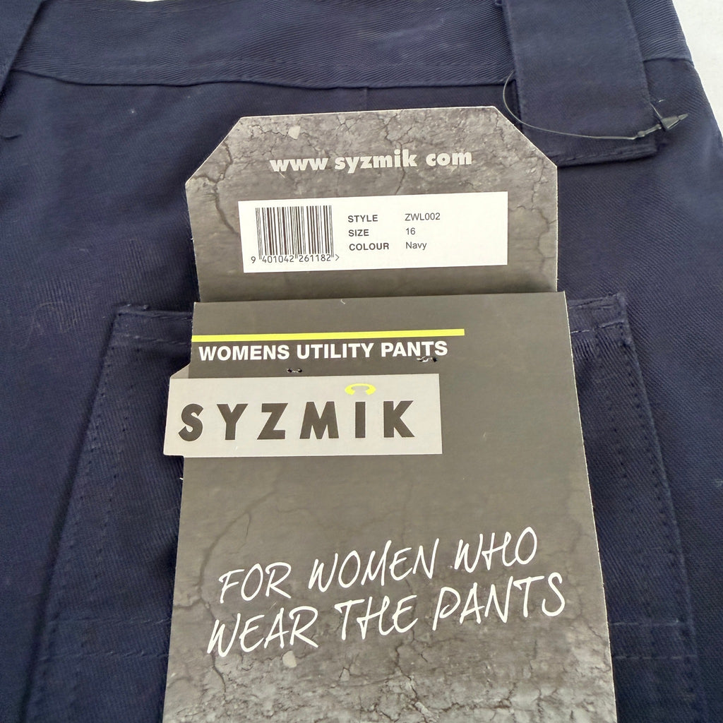 Syzmik Womens Navy Cotton Utility Cargo Pants Size 16 UPF50+ Workwear BNWT - Image 14