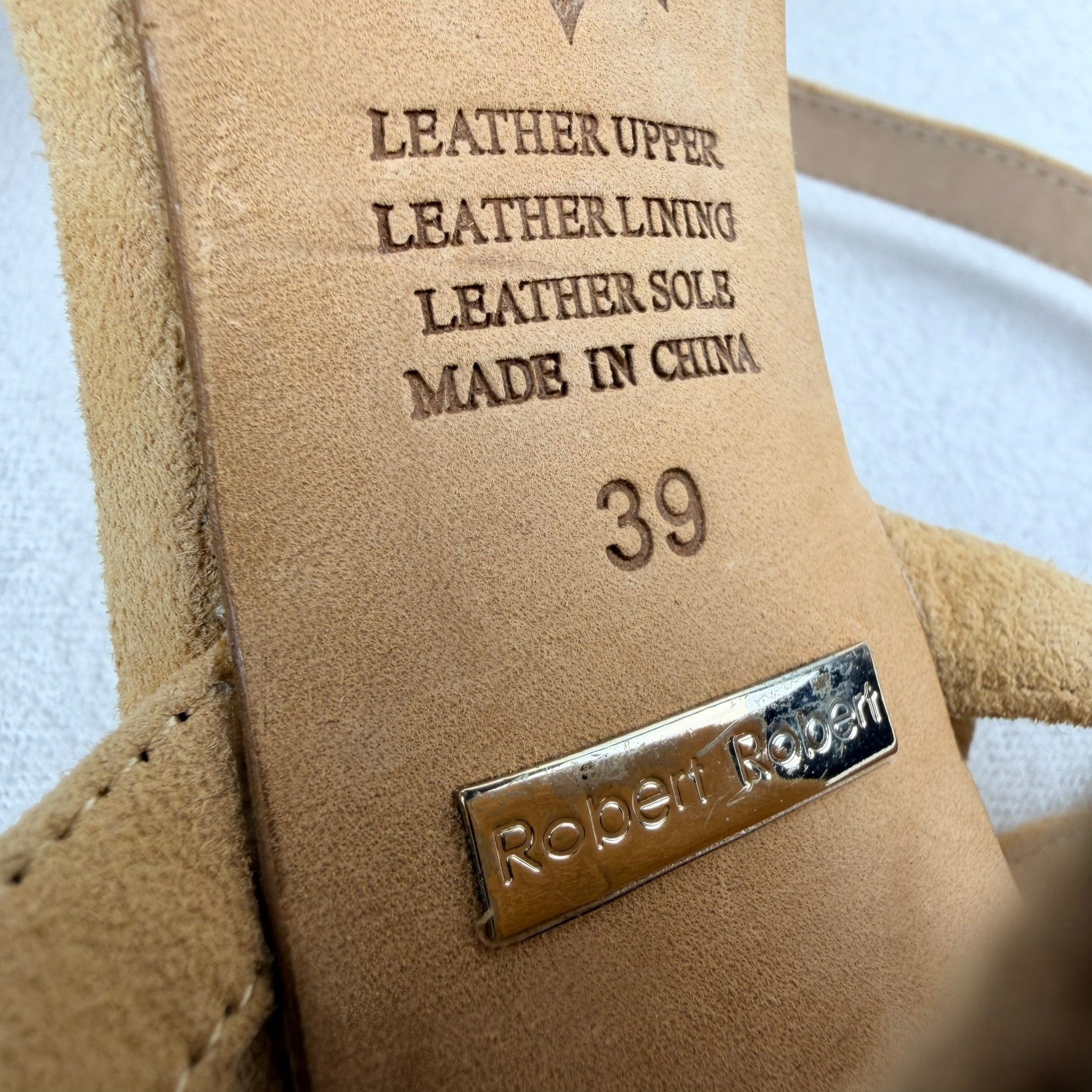 Robert Robert Tan Suede Ankle Wrap Block Heel Sandals Size 39 - Image 8